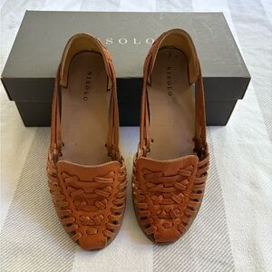 Nisolo Tan Leather Woven Huarache Sandal